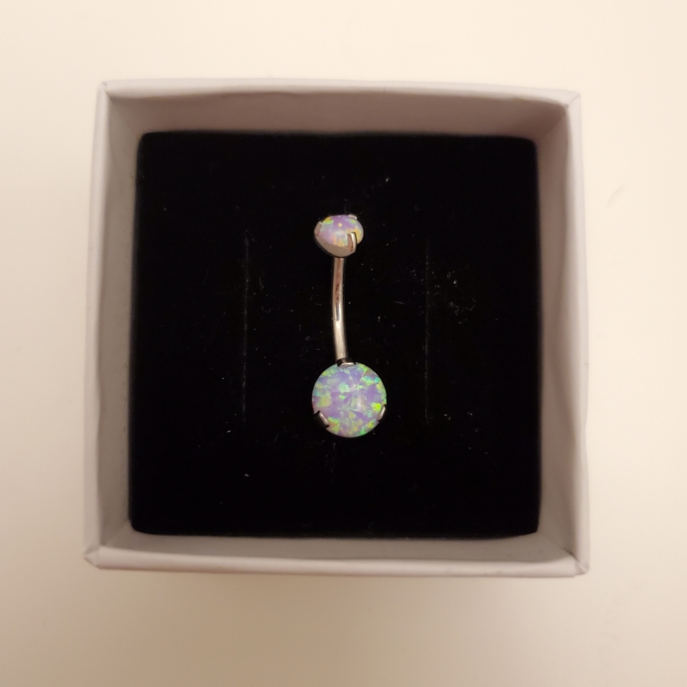 NWOT Double Light Purple Synthetic Opal Belly Ring